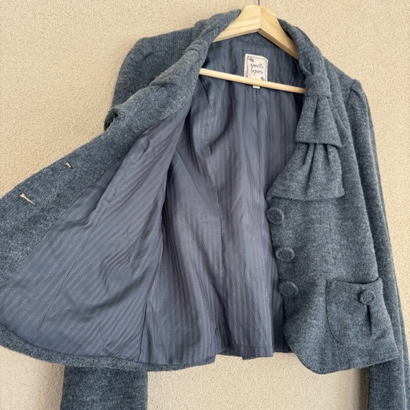 NANETTE LEPORE 🇺🇸 Three Button Wool blend Blazer in Gray Sz M - Picture 6 of 7